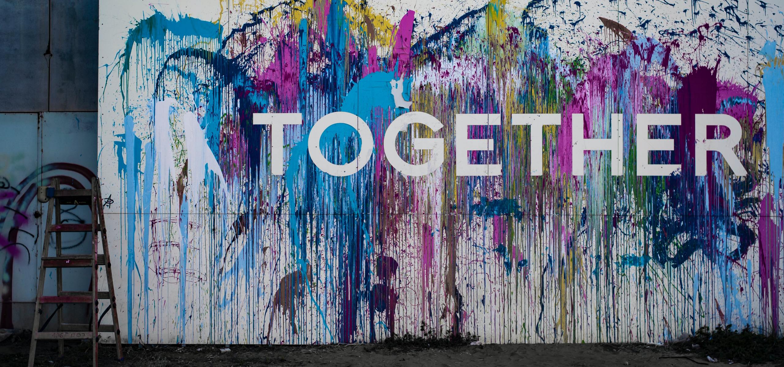 Canvas with the word "Together" on a splatter paint background